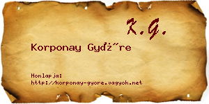 Korponay Györe névjegykártya